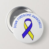 Down Syndrome Awareness Blue Yellow Ribbon Button (Vorne & Hinten)