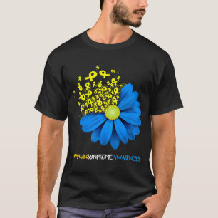 Down Syndrome Awareness Blume Ribbon Blue and Yel T-Shirt