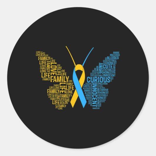 Down Syndrome Awareness Butterfly Support Geschenk Runder Aufkleber (Vorderseite)