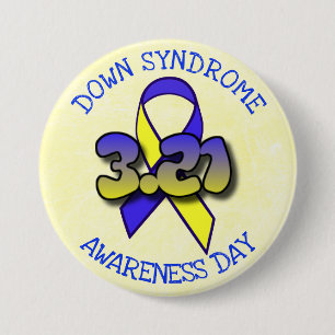 Down Syndrome Awareness Day 3.21 Ribbon Button