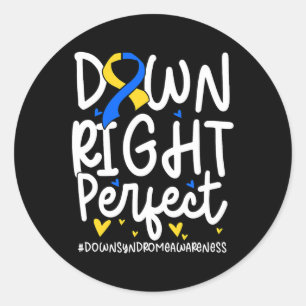 Down Syndrome Awareness Down Right Perfect 2 Runder Aufkleber
