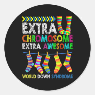 Down Syndrome Awareness Extra Chromosome Extra Awe Runder Aufkleber