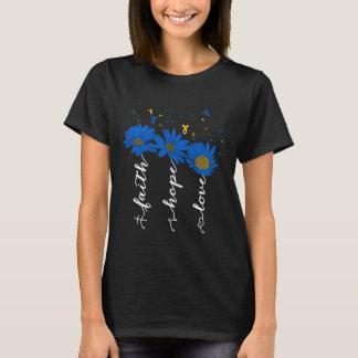 Down Syndrome Awareness Faith Hope Liebe Sonnenblu T-Shirt