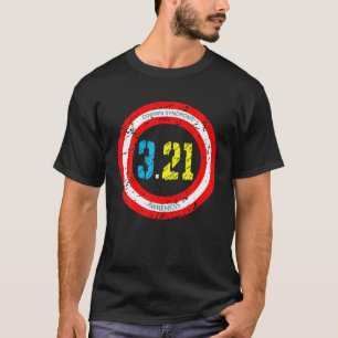 Down Syndrome Awareness Heart Blue Yellow Color T-Shirt