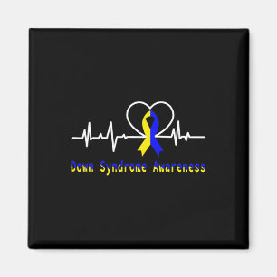 Down Syndrome Awareness Heartbeat Blau und Gelb Magnet