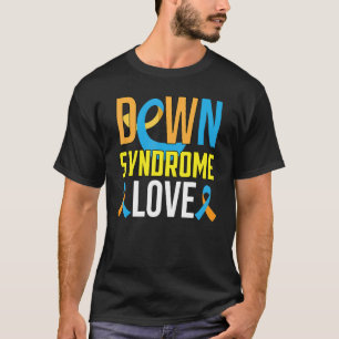 Down Syndrome Awareness Liebe T21 Yellow Blue Ribb T-Shirt