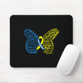 Down Syndrome Awareness Month Butterfly Word Cloud Mousepad (Mit Mouse)