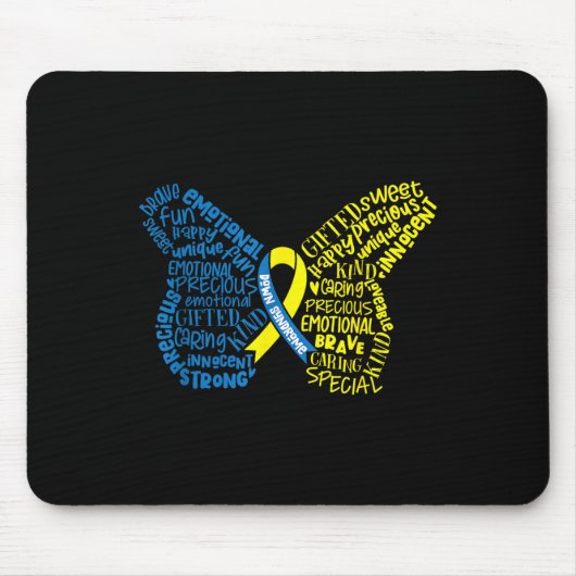 Down Syndrome Awareness Month Butterfly Word Cloud Mousepad (Vorne)
