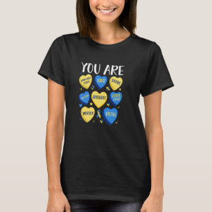 Down Syndrome Awareness Positive Candy Heart Niedl T-Shirt