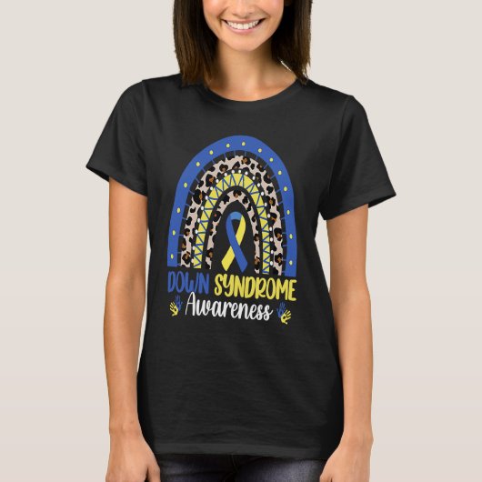 Down Syndrome Awareness Rainbow Blue Yellow Ribbon T-Shirt (Vorderseite)