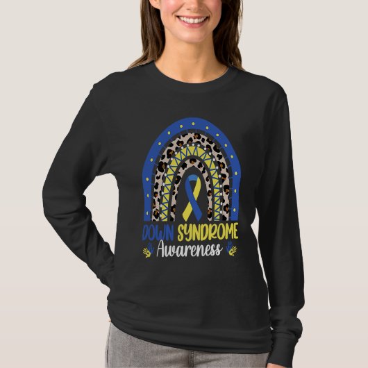 Down Syndrome Awareness Rainbow Blue Yellow Ribbon T-Shirt (Vorderseite)