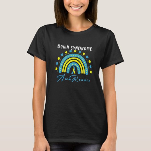 Down Syndrome Awareness Rainbow T21 Yellow Blue Ri T-Shirt (Vorderseite)