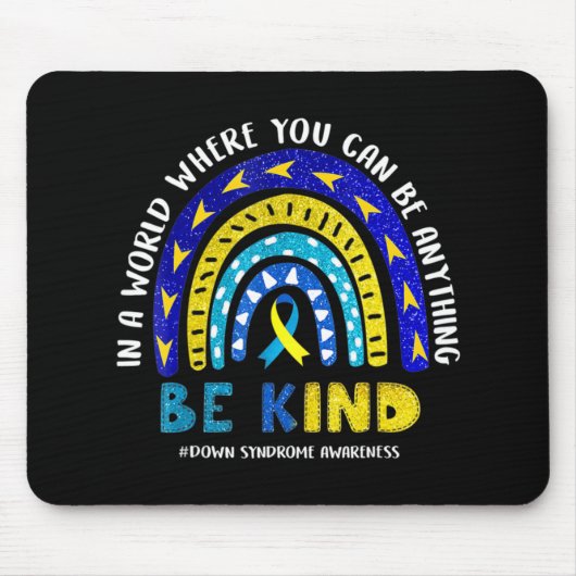 Down Syndrome Awareness Ribbon Boho Rainbow Yellow Mousepad (Vorne)