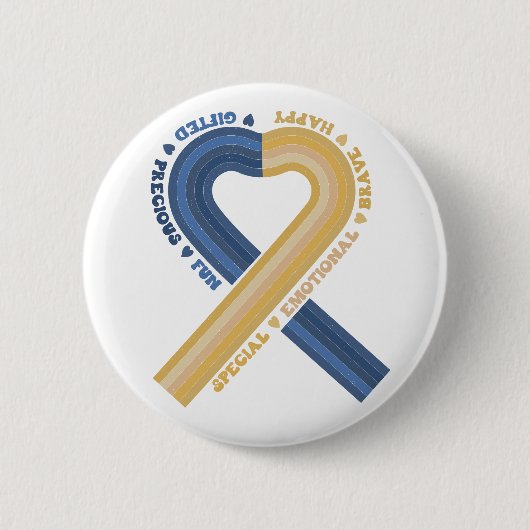 Down Syndrome Awareness Ribbon Sei eine freundlich Button (Vorderseite)
