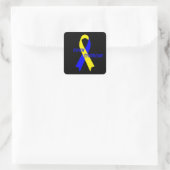 Down Syndrome Awareness Ribbon von Janz Black Quadratischer Aufkleber (Tasche)
