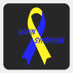 Down Syndrome Awareness Ribbon von Janz Black Quadratischer Aufkleber