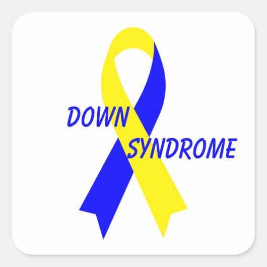 Down Syndrome Awareness Ribbon von Janz Yellow&Blu Quadratischer Aufkleber (Vorderseite)