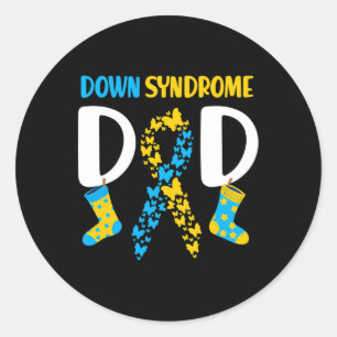 Down Syndrome Awareness T21 Proud Vater Down Syndr Runder Aufkleber