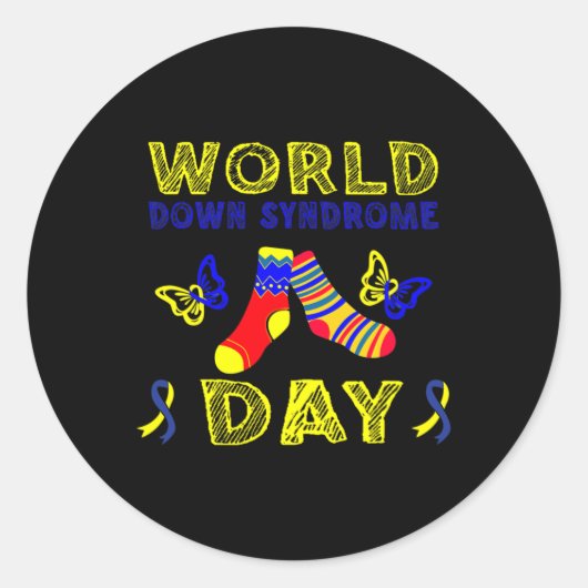 Down Syndrome Awareness T21 Rock Your Socks Runder Aufkleber (Vorderseite)