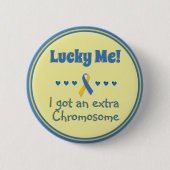 Down Syndrome Lucky Me! Extra-Chromosom - Herz Button (Vorderseite)