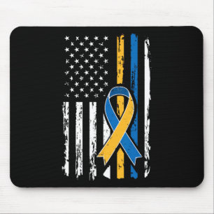 Down Syndrome Men Women Kinder amerikanische Flagg Mousepad