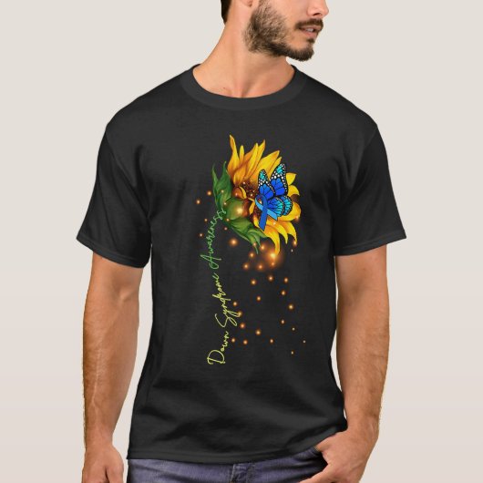Down Syndrome Sunflower Yellow Blue Ribbon T-Shirt (Vorderseite)