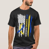 Down Syndrome USA Flag Blue Yellow Ribbon T-Shirt (Vorderseite)