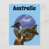 "Down Under Duo: Emu und Kookaburra in Popout Art" Postkarte (Vorderseite)