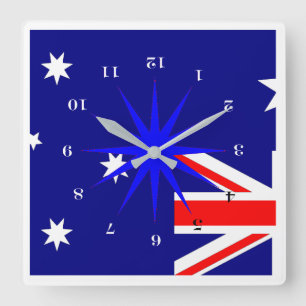 Down Under (für unsere Freunde in Australien) Quadratische Wanduhr