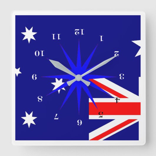 Down Under (für unsere Freunde in Australien) Quadratische Wanduhr (Vorderseite)
