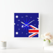 Down Under (für unsere Freunde in Australien) Quadratische Wanduhr (Zuhause)