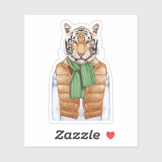 Down Vest Tiger Aufkleber (Blatt)