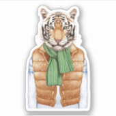 Down Vest Tiger Aufkleber (Vorderseite)