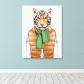 Down Vest Tiger Leinwanddruck (Insitu (Holzboden))