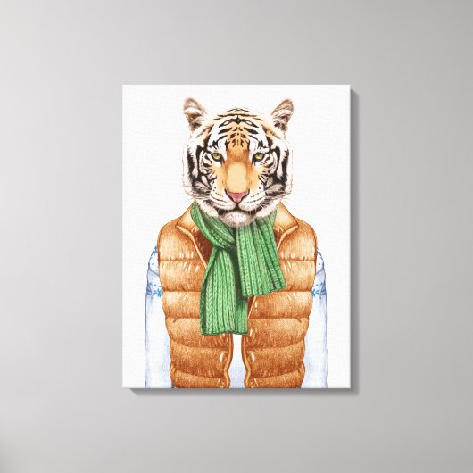 Down Vest Tiger Leinwanddruck (Vorderseite)