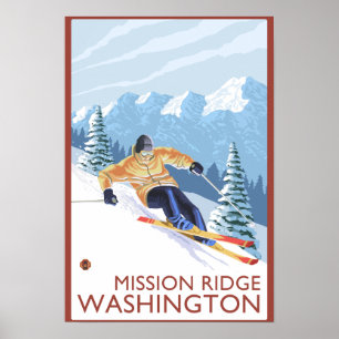 Downhhill Schnee-Skifahrer - Auftrag Ridge, Poster