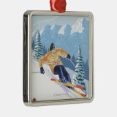 Downhhill Schnee-Skifahrer - Auftrag Ridge, Silbernes Ornament (Rechts)