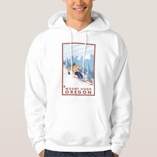 Downhhill Schnee-Skifahrer - Berg-Haube, Oregon Hoodie (Vorderseite)