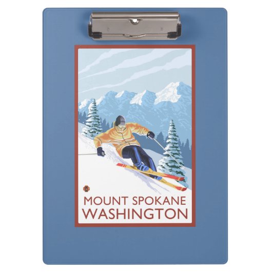Downhhill Schnee-Skifahrer - Berg Spokane, Klemmbrett (Vorderseite)