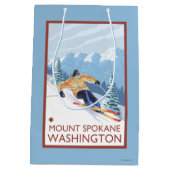 Downhhill Schnee-Skifahrer - Berg Spokane, Mittlere Geschenktüte (Rückseite)