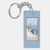 Downhhill Schnee-Skifahrer - Berg Spokane, Schlüsselanhänger (Vorderseite links)