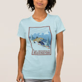 Downhhill Schnee-Skifahrer - blauer Berg, T-Shirt (Vorderseite)