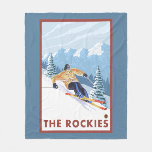 Downhhill Schnee-Skifahrer - die Rockies Fleecedecke