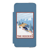 Downhhill Schnee-Skifahrer - die Rockies Incipio iPhone Geldbeutel-Hülle (Folio Vorderseite)