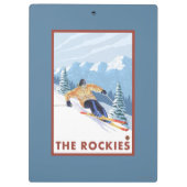 Downhhill Schnee-Skifahrer - die Rockies Klemmbrett (Rückseite)
