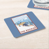 Downhhill Schnee-Skifahrer - die Rockies Rechteckiger Pappuntersetzer (angewinkelt)