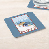 Downhhill Schnee-Skifahrer - die Rockies Rechteckiger Pappuntersetzer (angewinkelt)