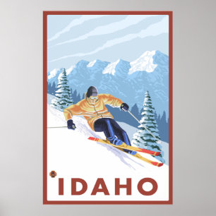 Downhhill Schnee-Skifahrer - Idaho Poster