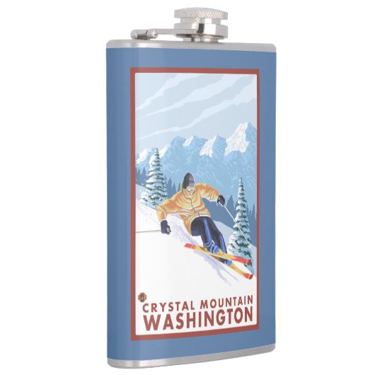 Downhhill Schnee-Skifahrer - Kristallberg, WA Flachmann (Rechts)