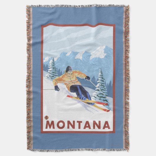 Downhhill Schnee-Skifahrer - Montana Decke (Vorderseite Vertikal)